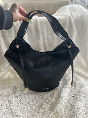 Anne Klein Black Shoulder Hobo with Gold Accents